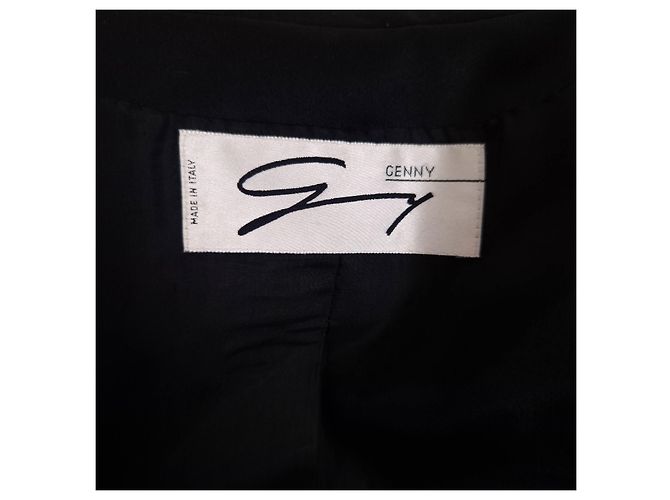 Genny Black Wool Double-Breasted Tuxedo Jacket - view 3