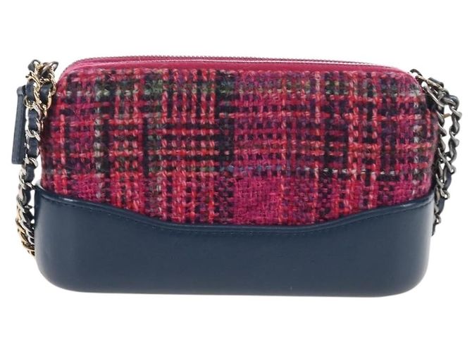 Chanel Gabrielle Double Zip Clutch mit Kette aus gestepptem Tweed - Ansicht 2