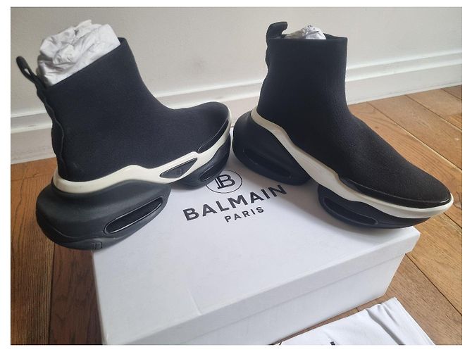 Balmain B-Bold High-Top Sneaker aus Mesh - Schwarz/Weiß - Ansicht 4