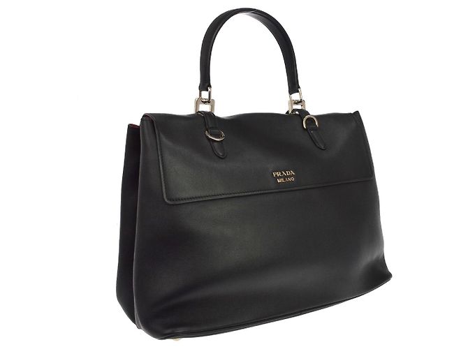 Double Bolsa Satchel Prada de aba dupla e fecho duplo em couro City Calfskin Large - vista 2
