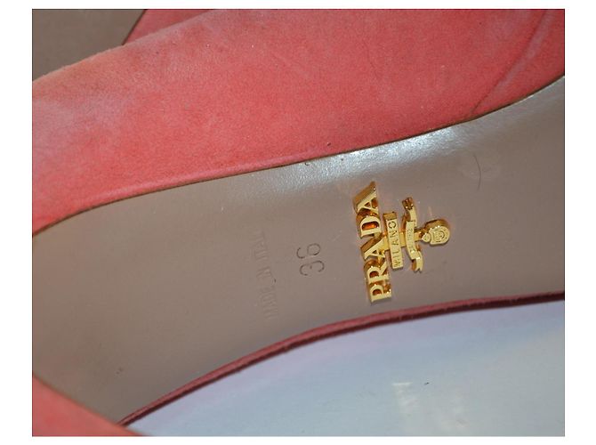 Prada Pink Suede Platform Peep-Toe Pumps - view 6