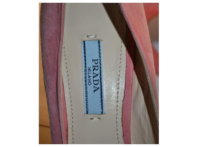 Prada Pink Suede Platform Peep-Toe Pumps - view 7