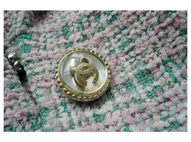 Chanel Rosa und Grüne Tweed-Jacke - Ansicht 3