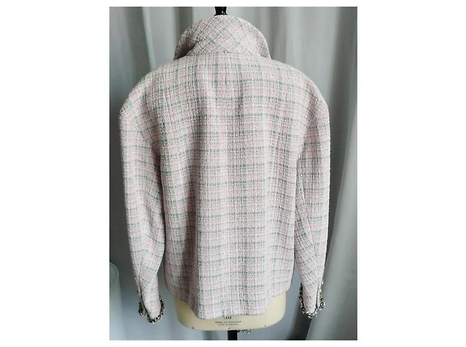Chanel Rosa und Grüne Tweed-Jacke - Ansicht 6