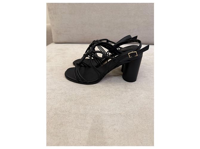 Christian Dior D-Sand Sandali con tacco in pelle nera - vista 4