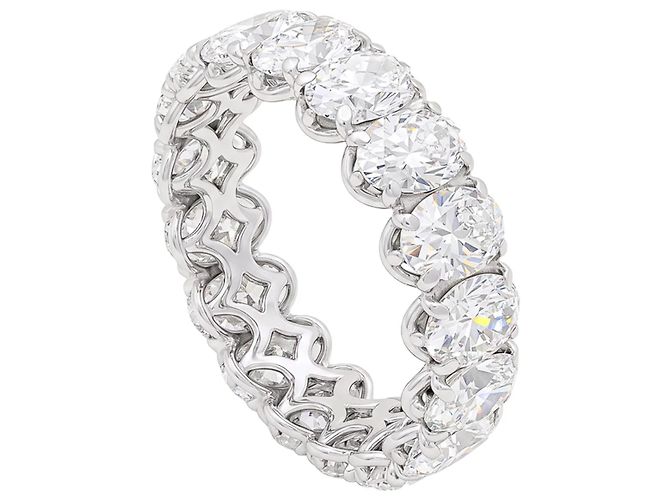 Autre Marque Ewigkeitsring mit ovalen Diamanten, Weißgold. - Ansicht 2