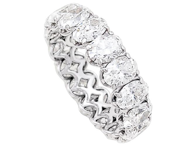 Autre Marque Ewigkeitsring mit ovalen Diamanten, Weißgold. - Ansicht 5