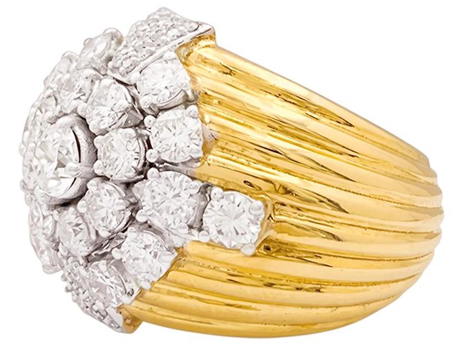Autre Marque Anello godrons, oro giallo e diamanti. - vista 2