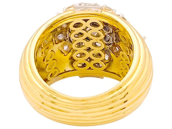 Autre Marque Anello godrons, oro giallo e diamanti. - vista 3