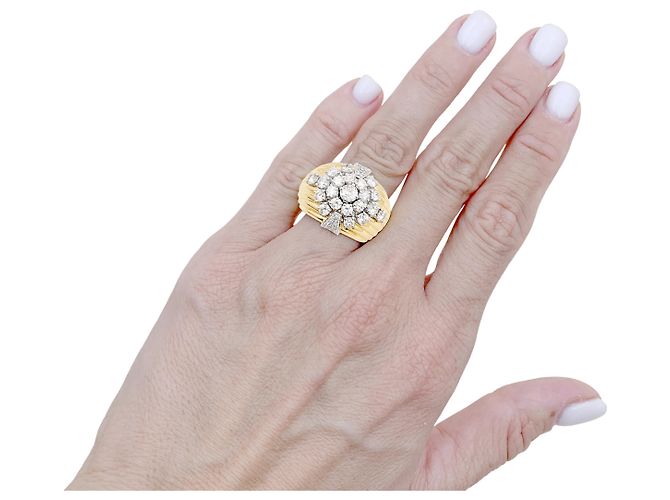 Autre Marque Anello godrons, oro giallo e diamanti. - vista 6