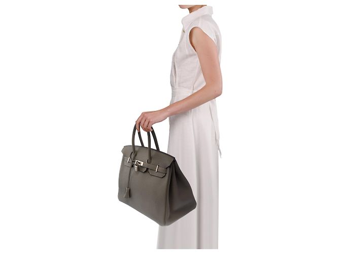 Hermès Borsa HERMES Birkin 35 in Pelle Grigia - 104033 - vista 13