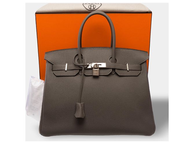 Hermès Borsa HERMES Birkin 35 in Pelle Grigia - 104033 - vista 2
