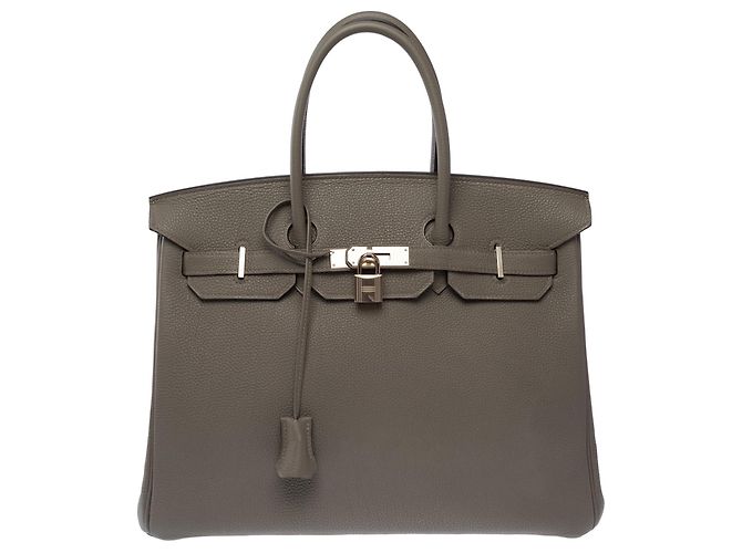 Hermès Borsa HERMES Birkin 35 in Pelle Grigia - 104033 - vista 3