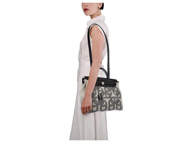Hermès HERMES Herbag Tasche aus grauem Canvas - 104027 - Ansicht 15
