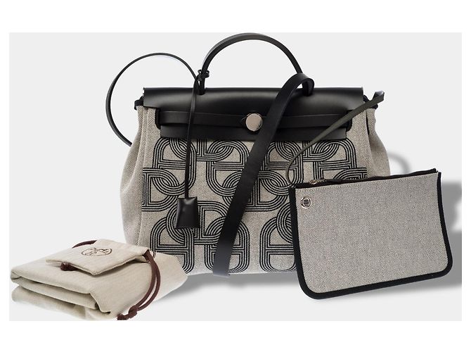 Hermès HERMES Herbag Tasche aus grauem Canvas - 104027 - Ansicht 2