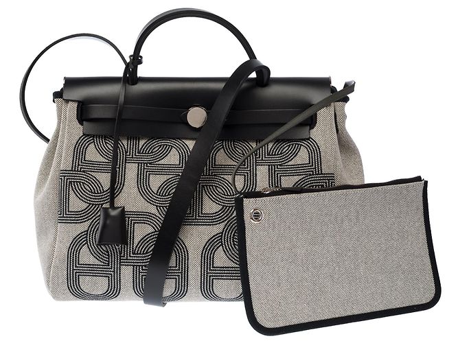 Hermès HERMES Herbag Tasche aus grauem Canvas - 104027 - Ansicht 3