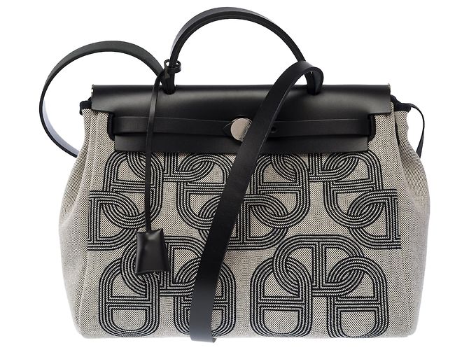 Hermès HERMES Herbag Tasche aus grauem Canvas - 104027 - Ansicht 4