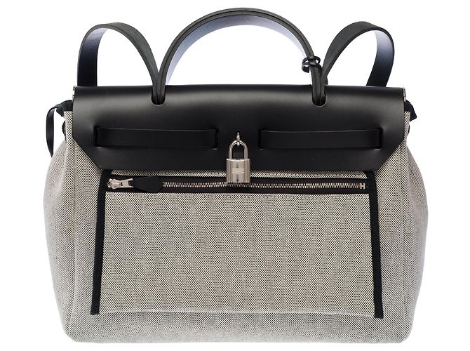 Hermès HERMES Herbag Tasche aus grauem Canvas - 104027 - Ansicht 5