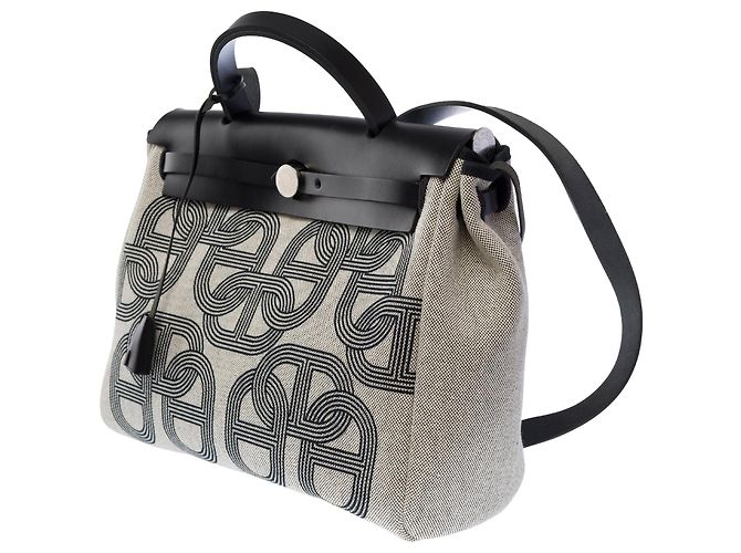 Hermès HERMES Herbag Tasche aus grauem Canvas - 104027 - Ansicht 6
