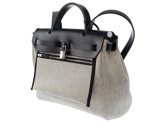 Hermès HERMES Herbag Tasche aus grauem Canvas - 104027 - Ansicht 7