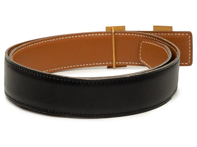 Cinto Reversível Constance H Hermès em couro Box Calf e Courchevel preto - vista 3