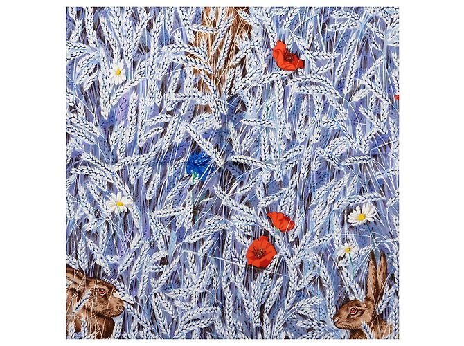 Lenço de seda Hermès Les Bles Azul 90 Scarves - vista 2