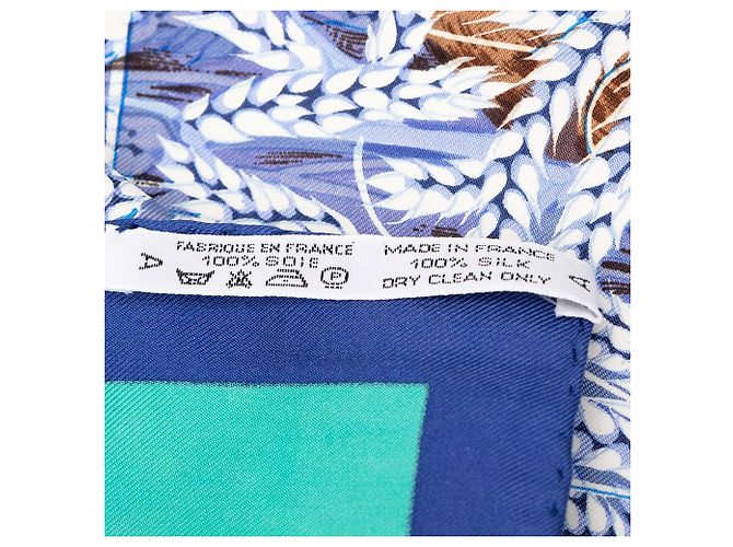 Lenço de seda Hermès Les Bles Azul 90 Scarves - vista 7