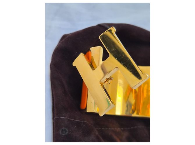 Hermès Bracciale Cuff H Metallo Dorato Smalto Arancione - vista 4