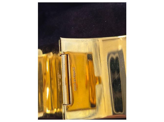 Hermès Bracciale Cuff H Metallo Dorato Smalto Arancione - vista 6