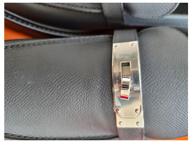 Hermès Mocassini Icône in pelle nera con chiusura Kelly - vista 6