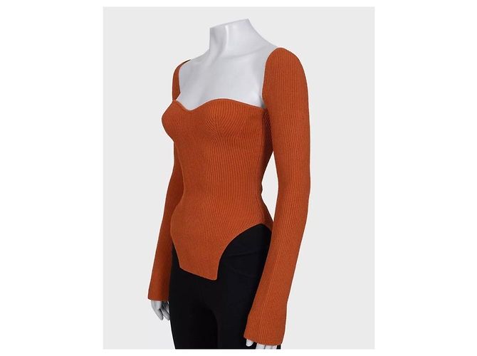 NWT KHAITE Orange geripptes Langarm-Top - Größe S Pre-owned - Ansicht 2