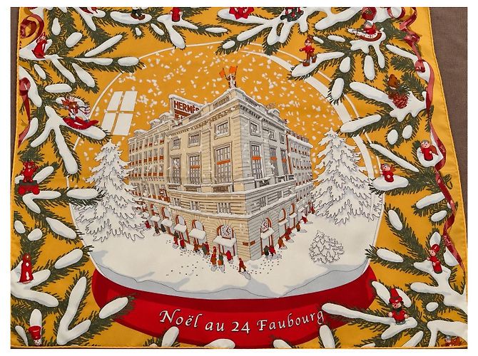 Foulard in seta Hermès 'Noël au 24 Faubourg' - vista 2