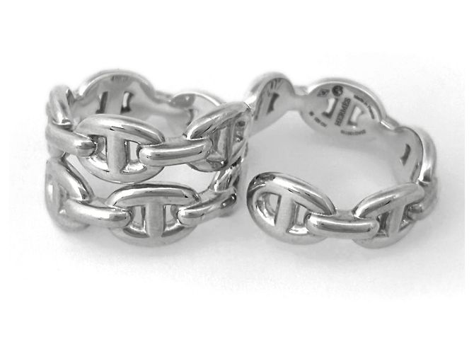 Ring Hermès Anel Faixa em Prata Hermes - vista 2