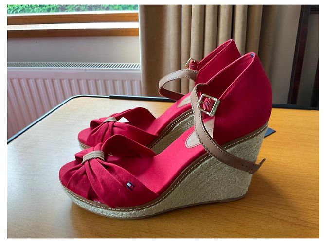 Tommy Hilfiger Sandali espadrillas zeppa rossi - vista 2