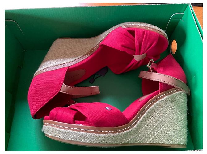 Tommy Hilfiger Sandali espadrillas zeppa rossi - vista 5