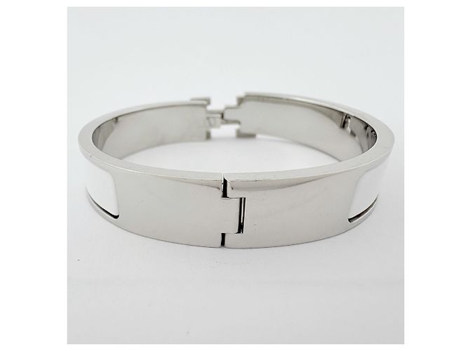 Hermès Hermes Click H Bangle in Silver and White - view 3