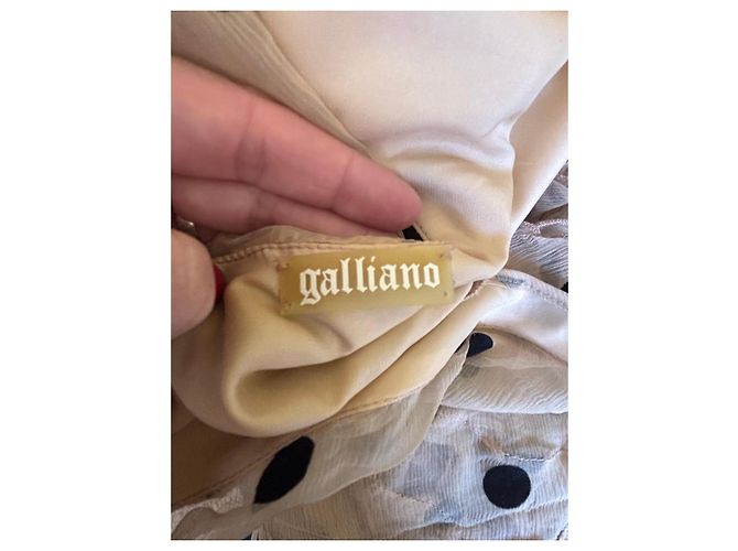 John Galliano SS08 beiges gepunktetes Maxikleid - Ansicht 9