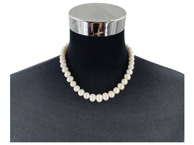 Autre Marque Collana di perle d'acqua dolce Vintage White 9/12mm con chiusura magnetica 43,5cm - vista 2