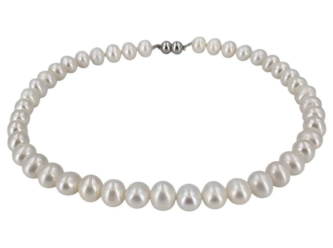 Autre Marque Collana di perle d'acqua dolce Vintage White 9/12mm con chiusura magnetica 43,5cm - vista 4