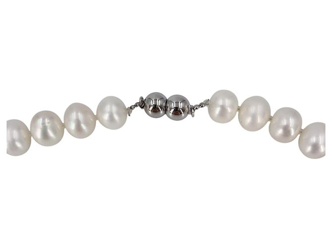 Autre Marque Collana di perle d'acqua dolce Vintage White 9/12mm con chiusura magnetica 43,5cm - vista 5