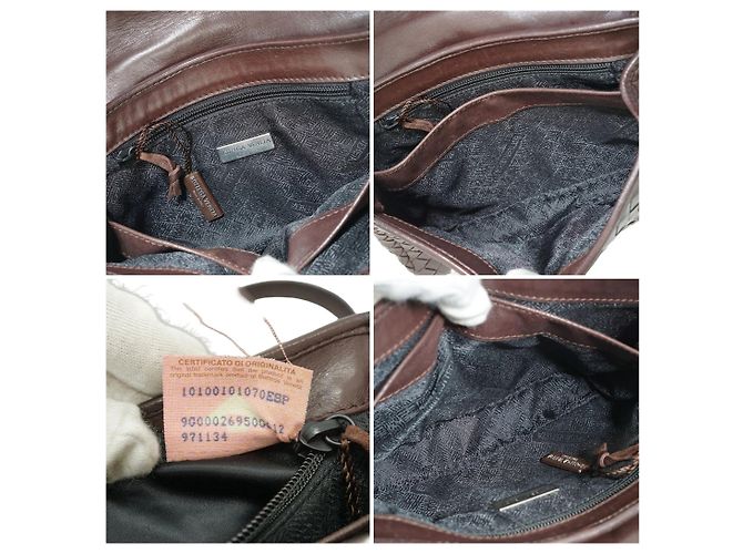 Bottega Veneta Borsa a tracolla vintage in pelle Intrecciato marrone con catena - vista 6