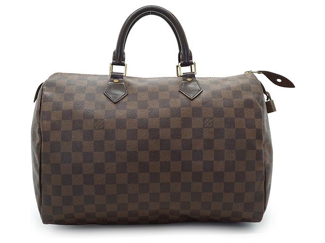 Louis Vuitton Borsa Speedy 35 in tela Damier Ebene marrone - vista 2