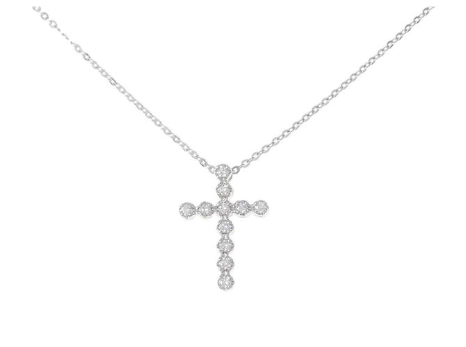 Autre Marque Collana in oro bianco Au750 con zaffiro e diamante - vista 6