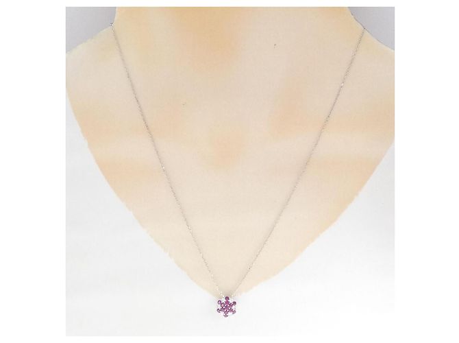 Autre Marque Collana in oro bianco Au750 con rubino e diamante - vista 6