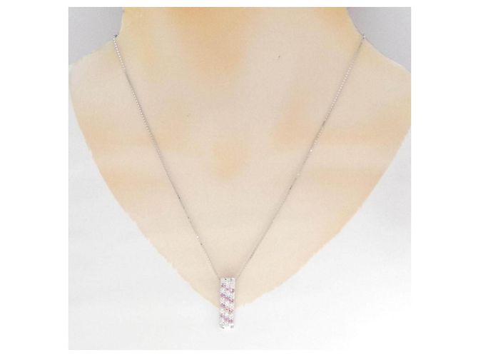 Autre Marque Collana in oro bianco Au750 zaffiro e diamante - vista 6