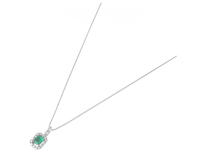 Autre Marque Au750 Smaragd-Diamant-Halskette - Ansicht 2