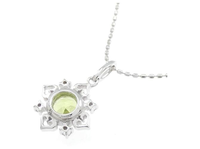 Autre Marque Au750 Weißgold-Halskette mit Peridot und Diamant - Ansicht 4
