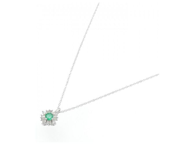 Autre Marque Au750 Smaragd-Diamant-Halskette - Ansicht 2