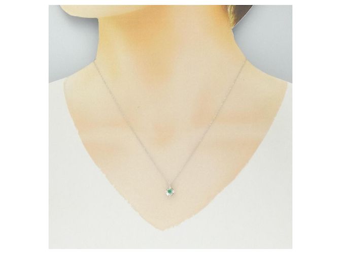 Autre Marque Au750 Smaragd-Diamant-Halskette - Ansicht 6