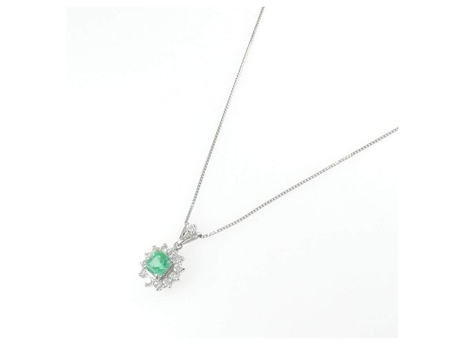 Autre Marque Collana in Smeraldo e Diamanti Pt900 Pt850 - vista 2